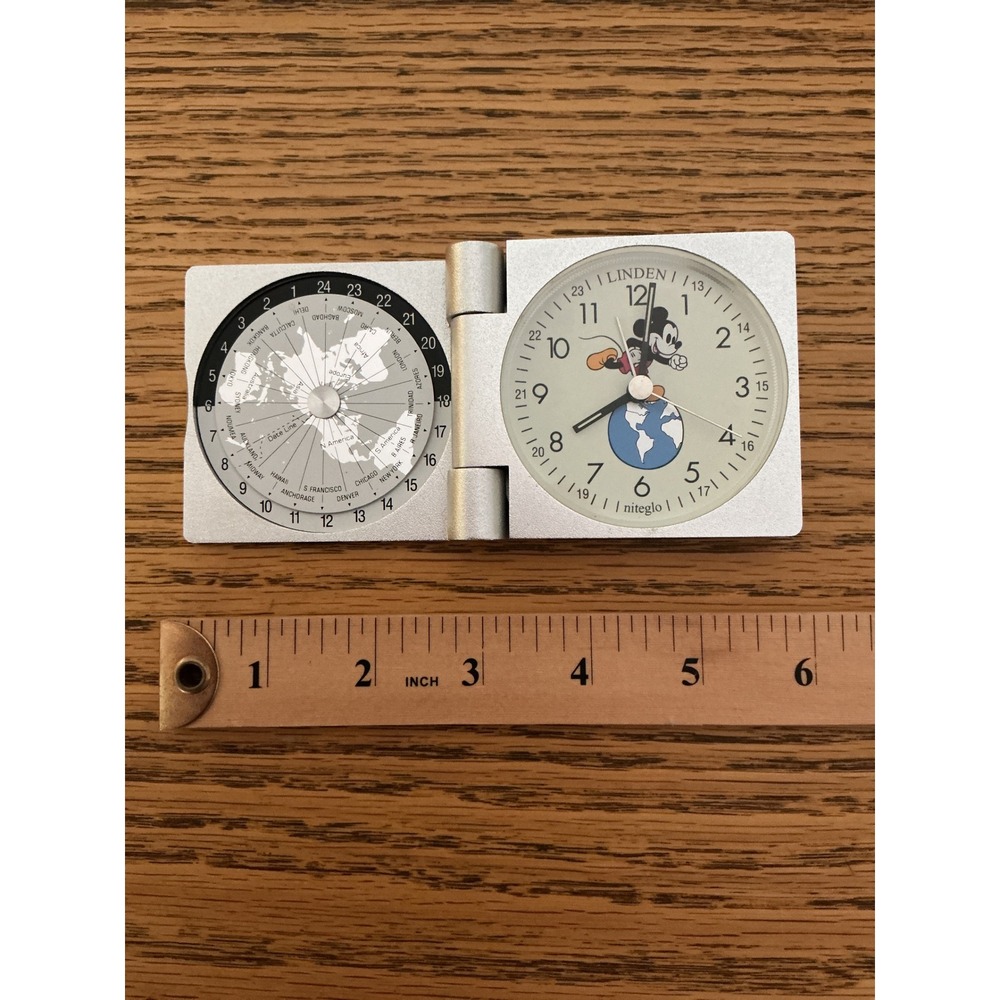Linden Disney Mickey Mouse World Time Travel Alarm Clock Limited Edition 2000